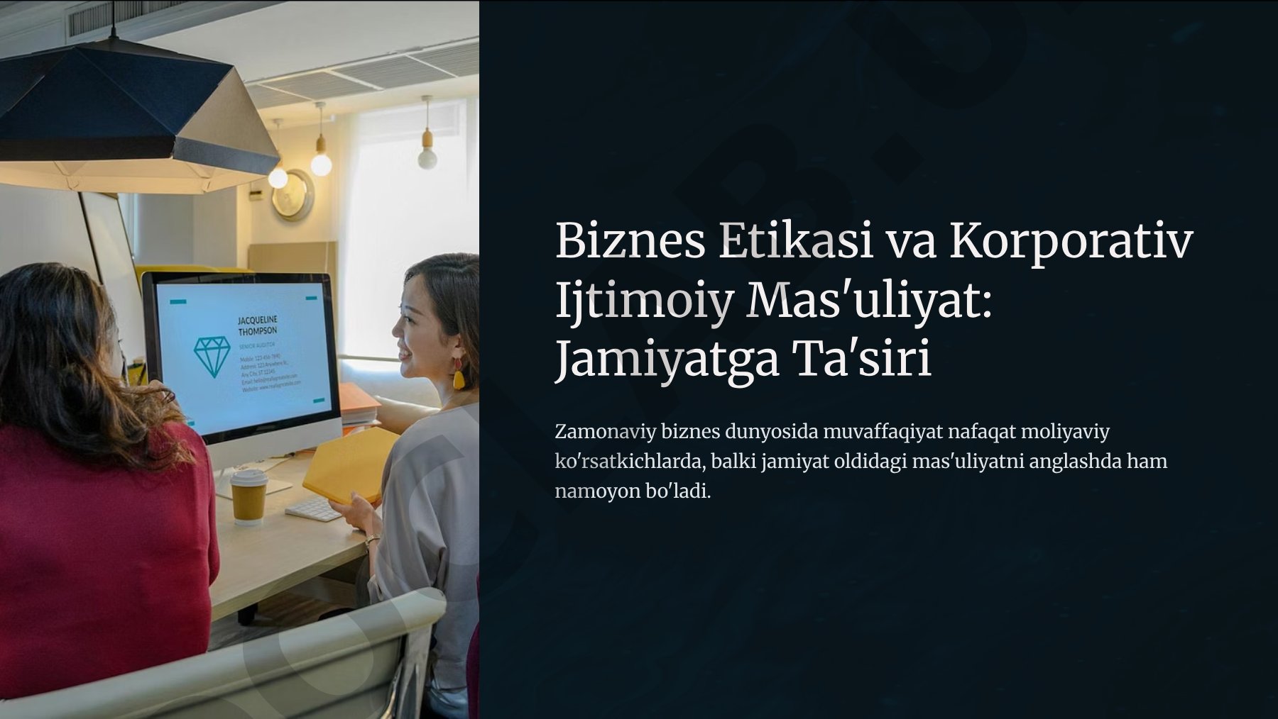 Business English va Klinik Iqtisodiyot Mashg'ulotlari