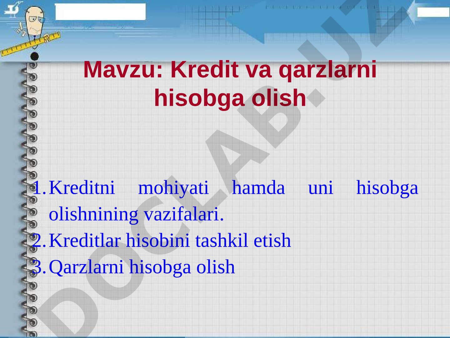 Kredit va qarzlarni hisobga olish
