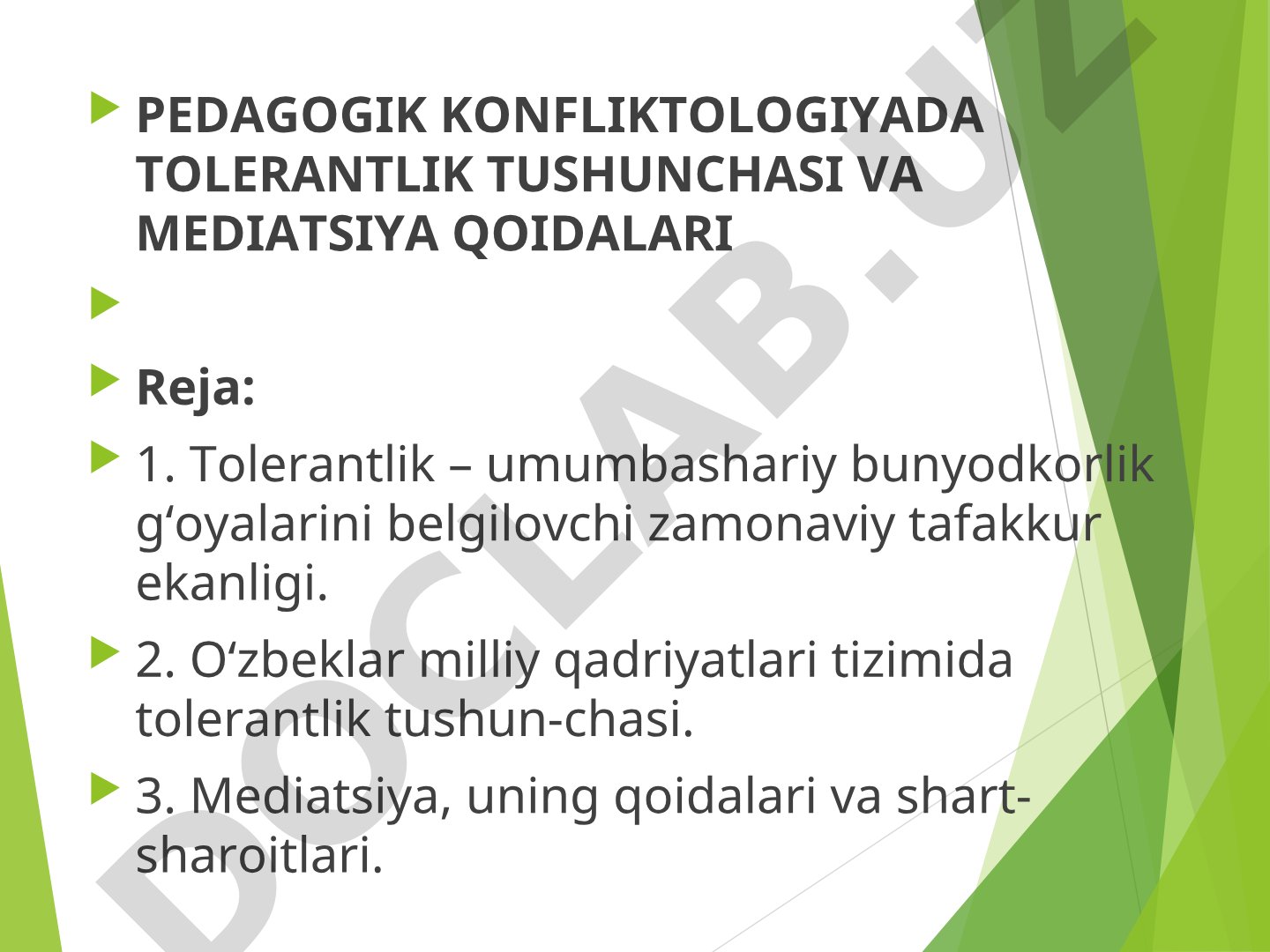Pedagogik konfliktologiyada tolerantlik tushunchasi va mediatsiya qoidalari