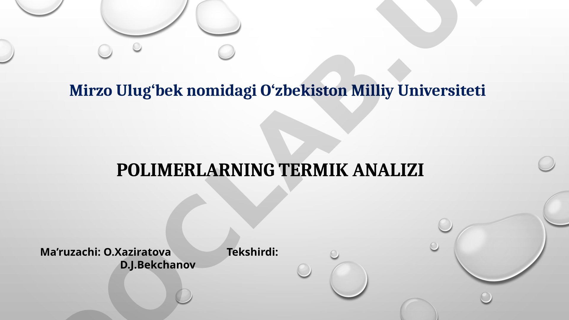 Polimerlarning termik analizi