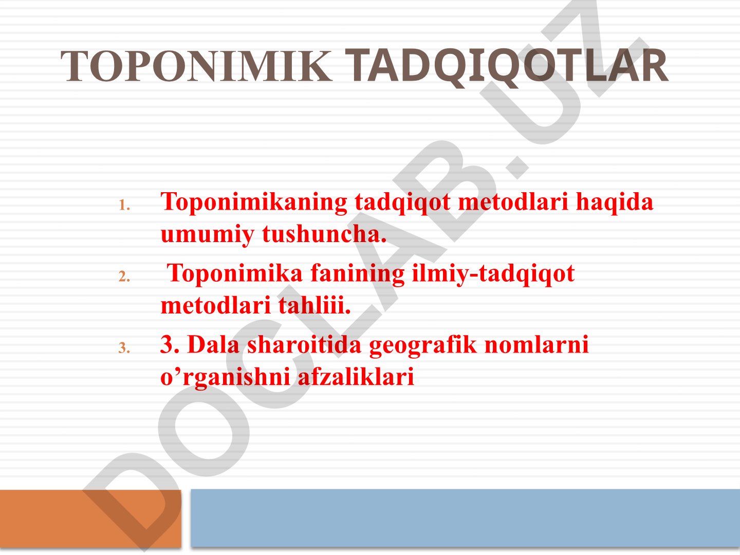 Toponimikaning tadqiqot metodlari va geografik nomlarni o'rganish