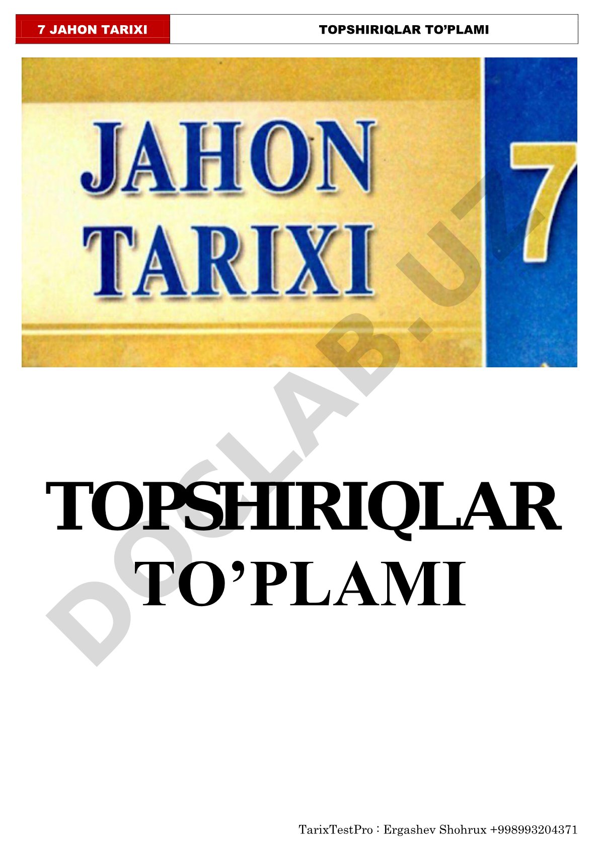 O'rta asrlar tarixi topshiriqlari