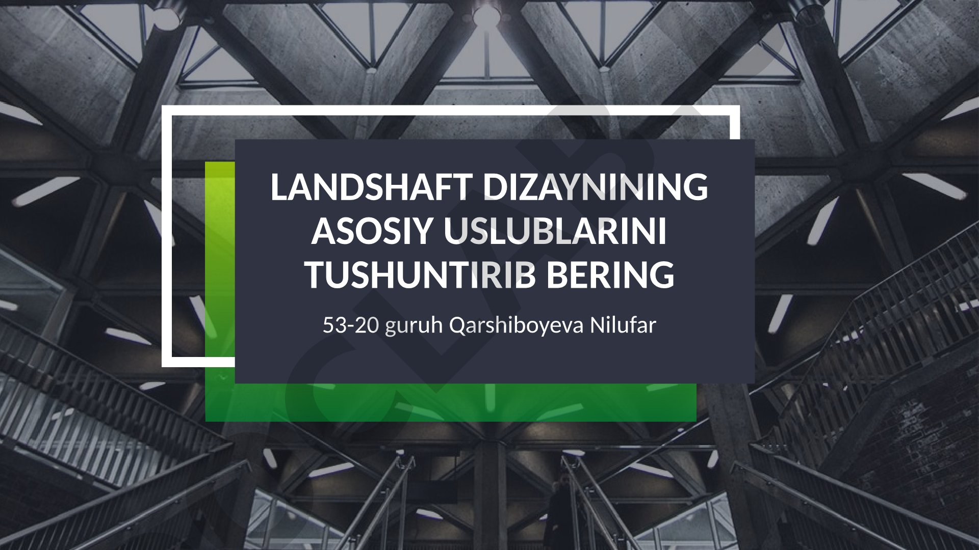 Landshaft dizaynining asosiy uslublarini tushuntirib bering