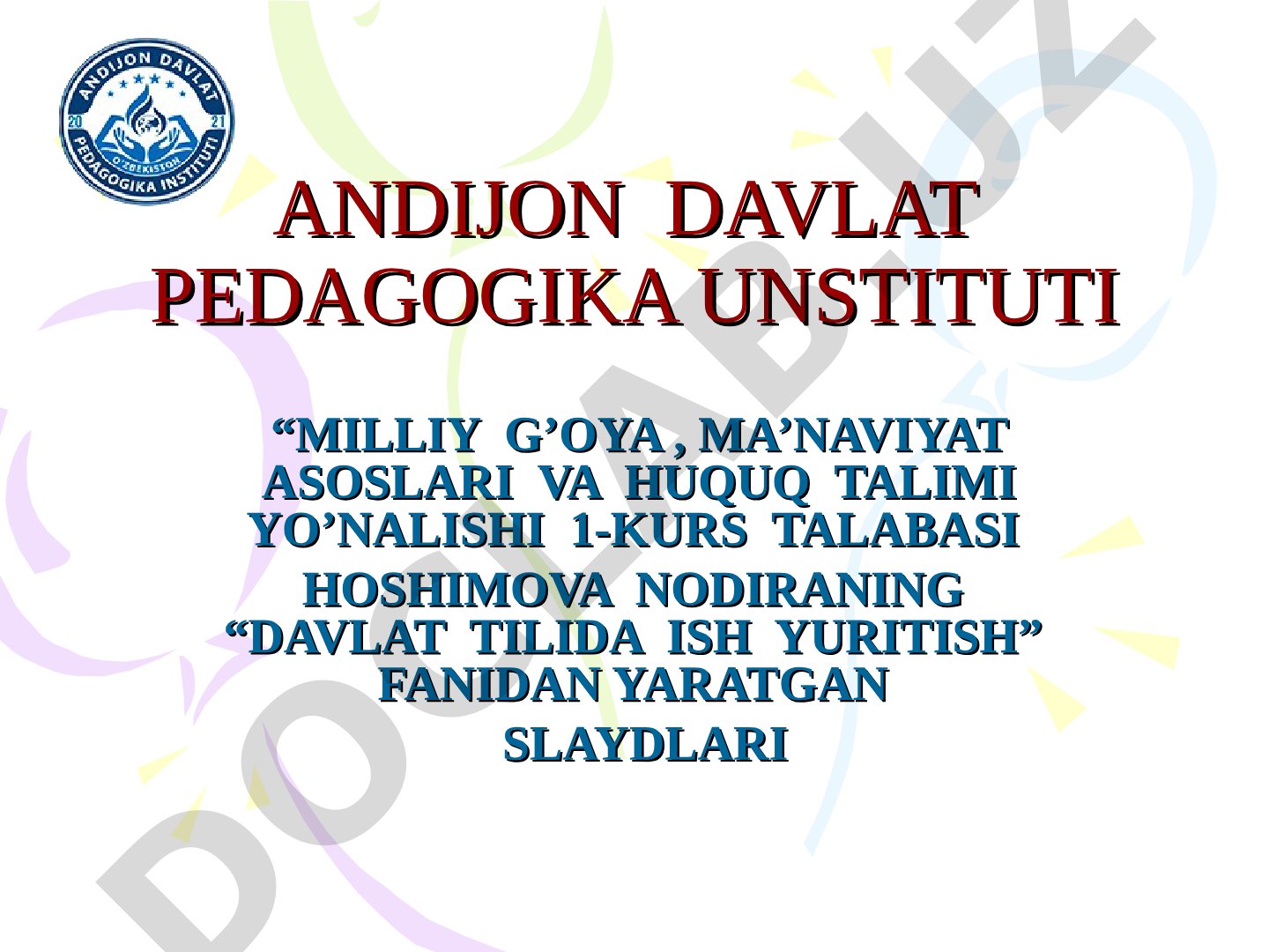 Tashkiliy ish yuritish: nizom, yorliqnoma, guvohnoma, ustav va shartnomalar