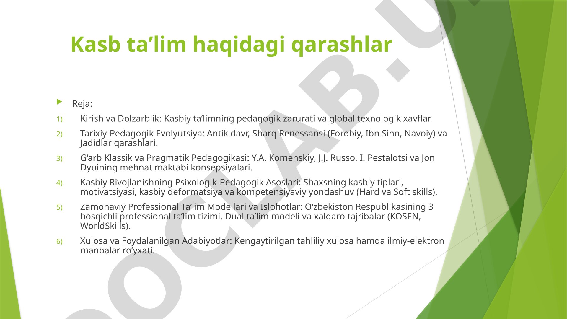 Kasb ta’lim haqidagi qarashlar