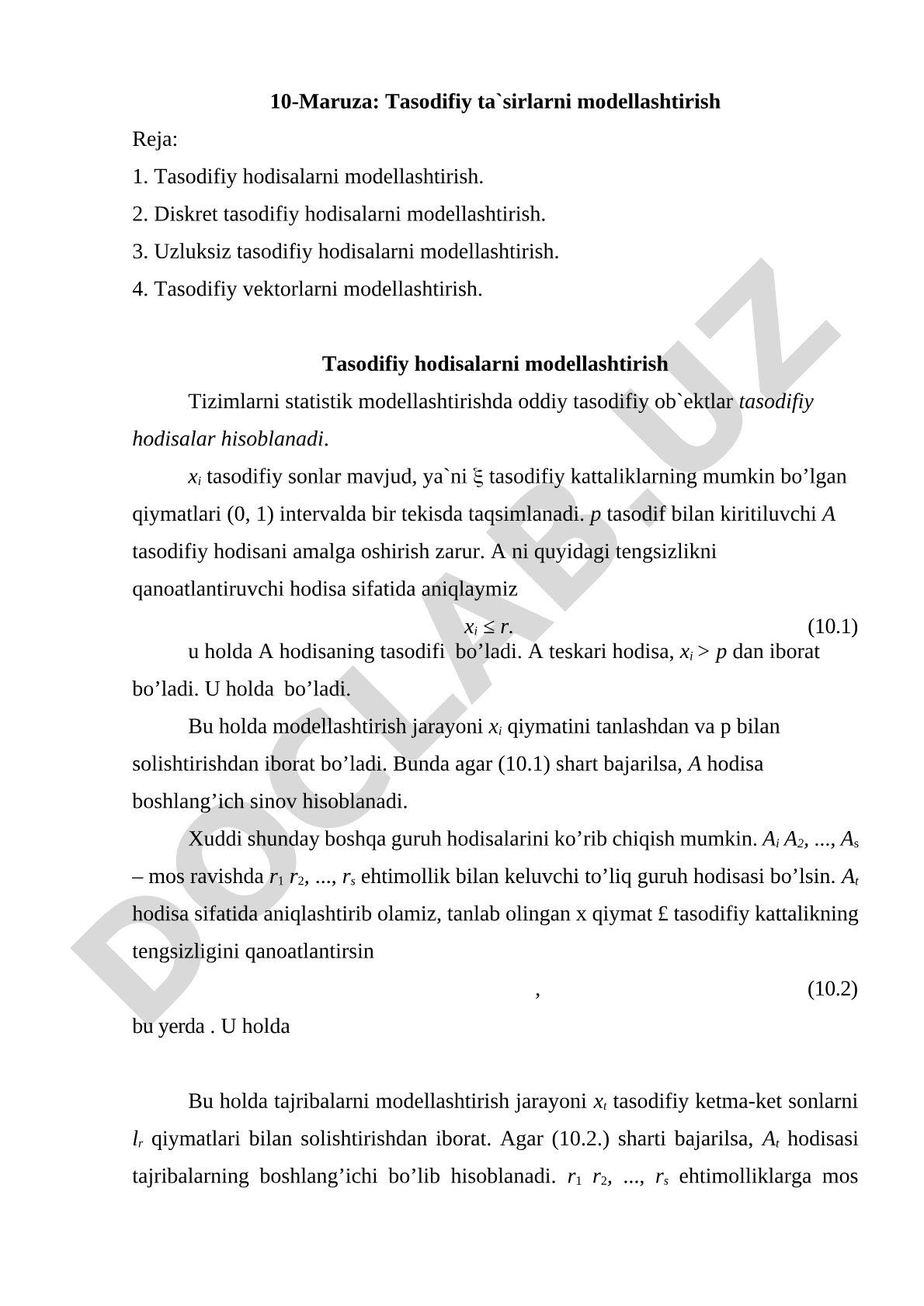 Tasodifiy ta'sirlarni modellashtirish