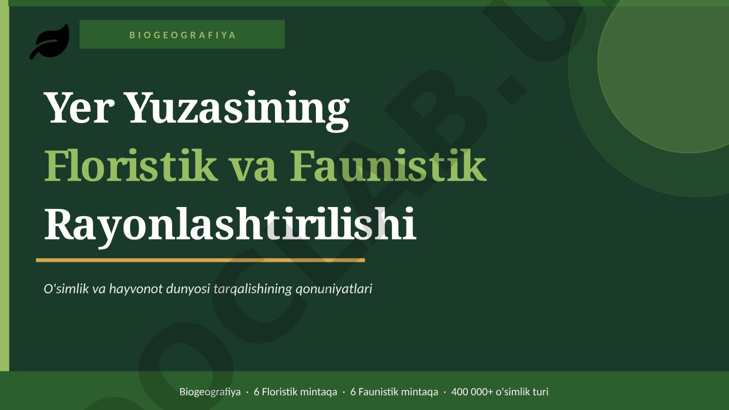 Biogeografiya: Yer yuzasining floristik va faunistik rayonlashtirilishi