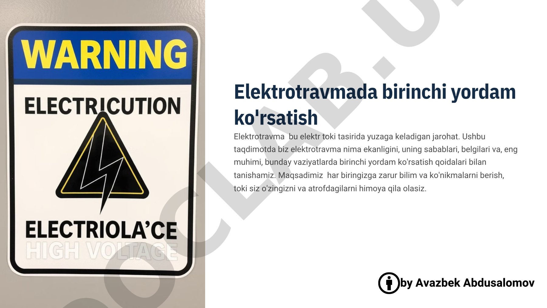 Elektrotravmada birinchi yordam ko'rsatish