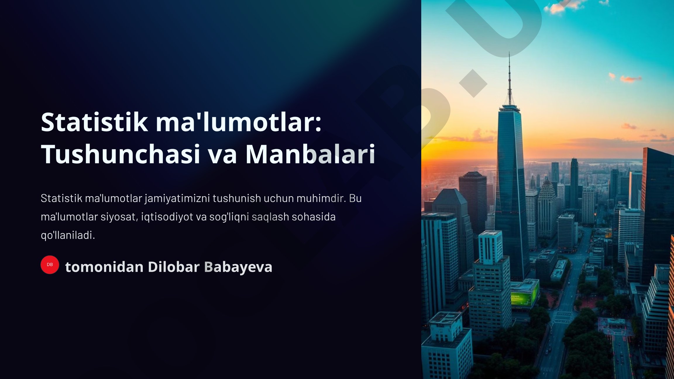 Statistik ma'lumotlar: Tushunchasi va Manbalari