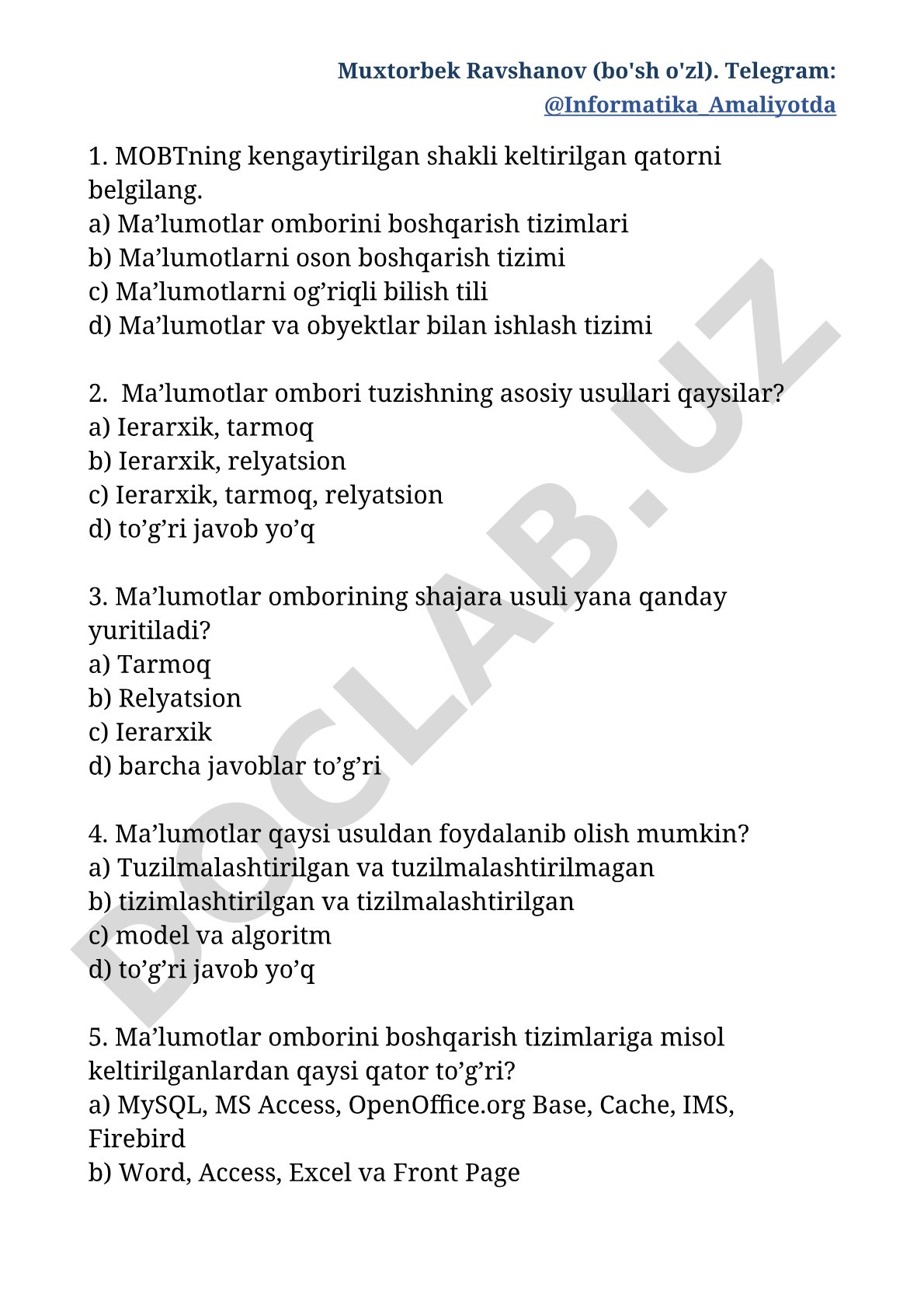 Ma'lumotlar omborini boshqarish tizimlari