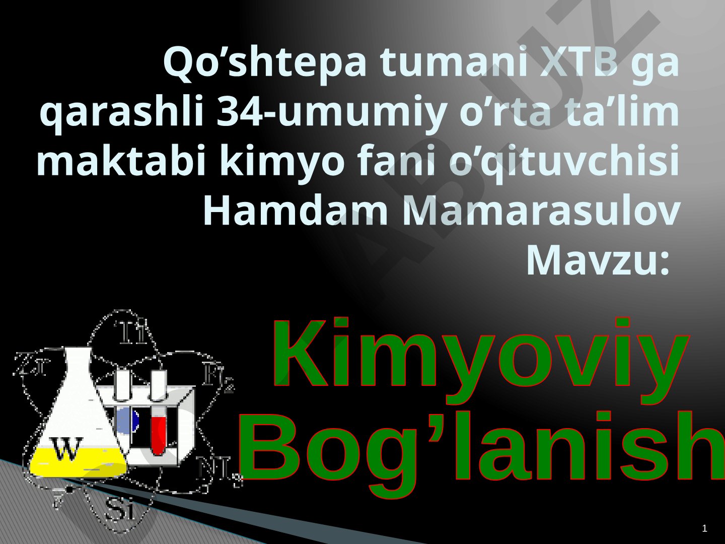 Kimyoviy bog'lanish turlari, tabiati, elektromanfiylik va ion bog'lanish haqida taqdimot