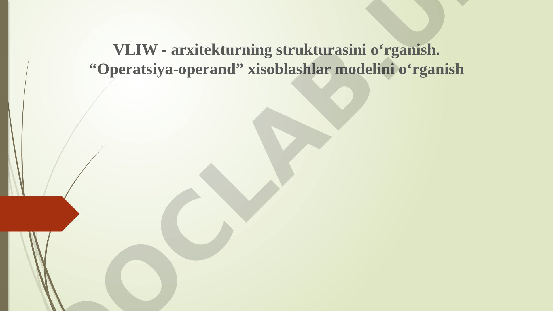 VLIW arxitekturasining strukturasi va operatsiya-operand modeli