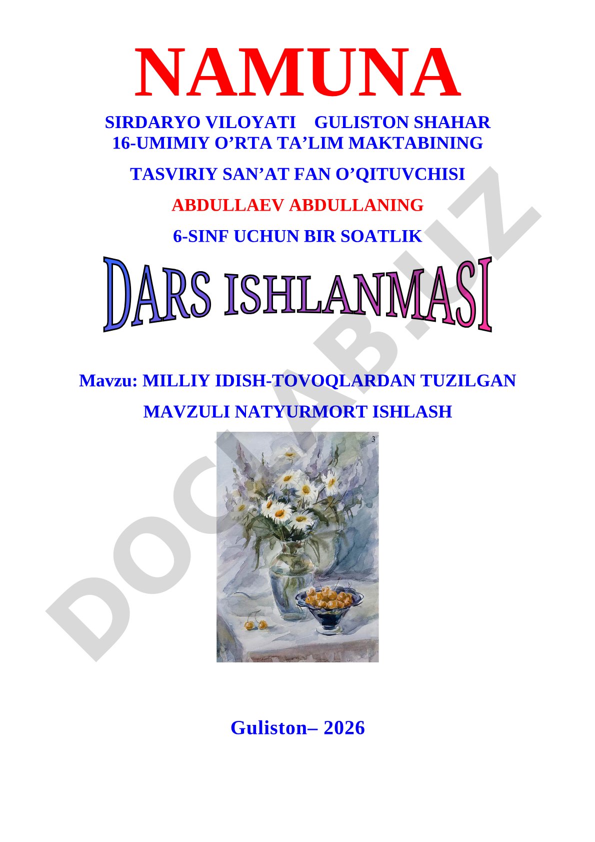 Milliy idish-tovoqlardan tuzilgan mavzuli natyurmort ishlash