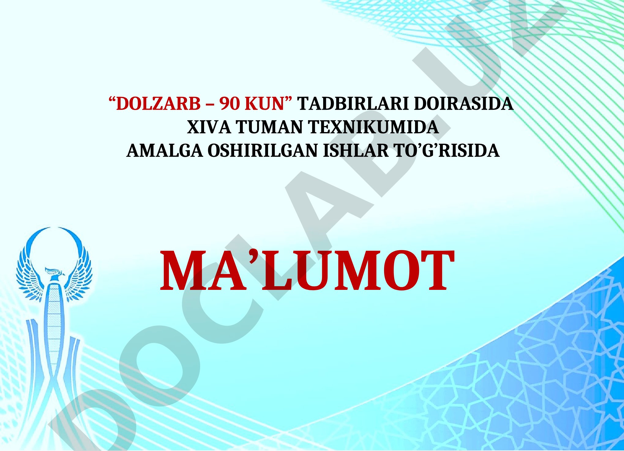 Dolzarb 90 kun tadbiri doirasida tikuvchilik to'garagi