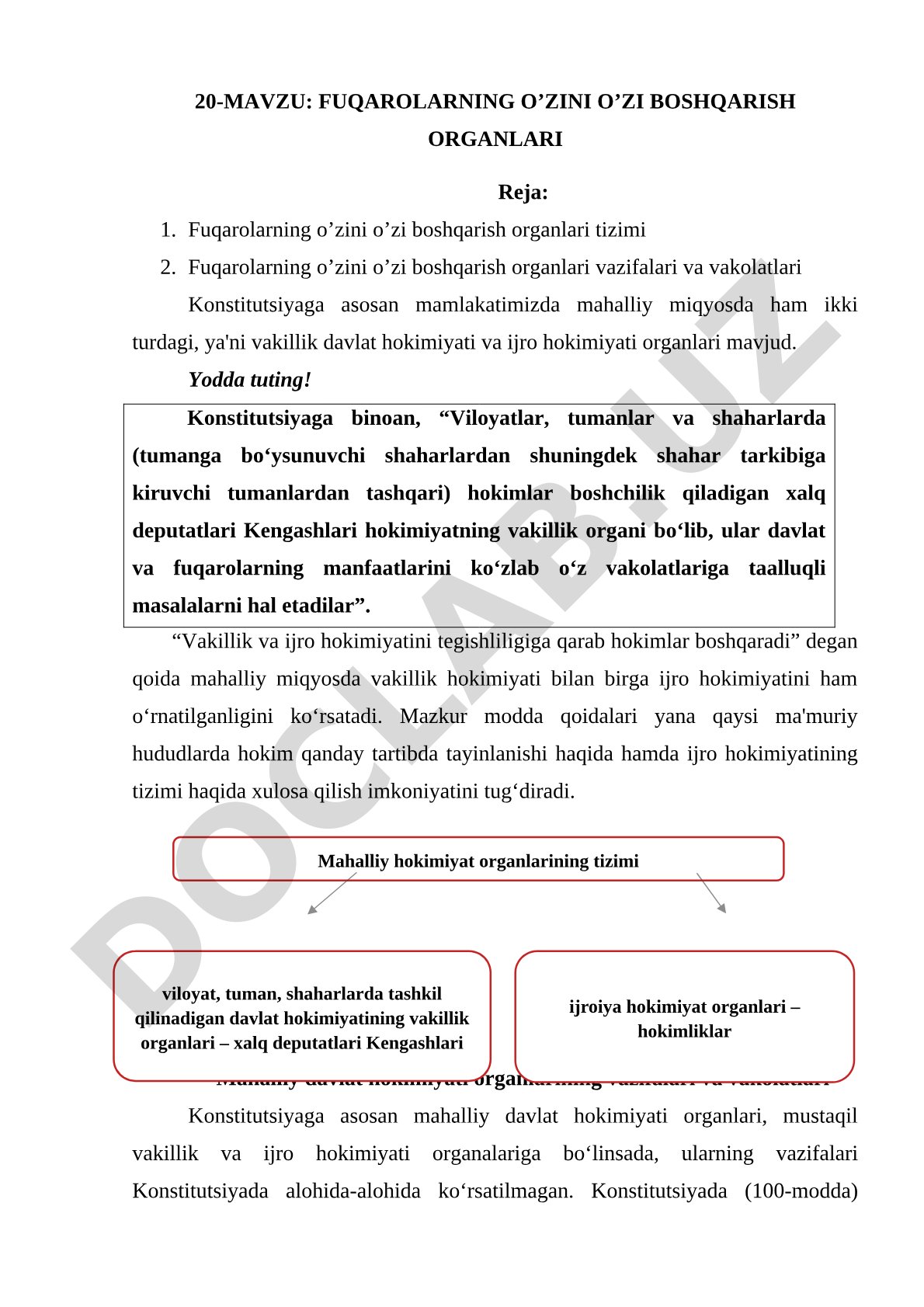 Fuqarolarning o'zini o'zi boshqarish organlari