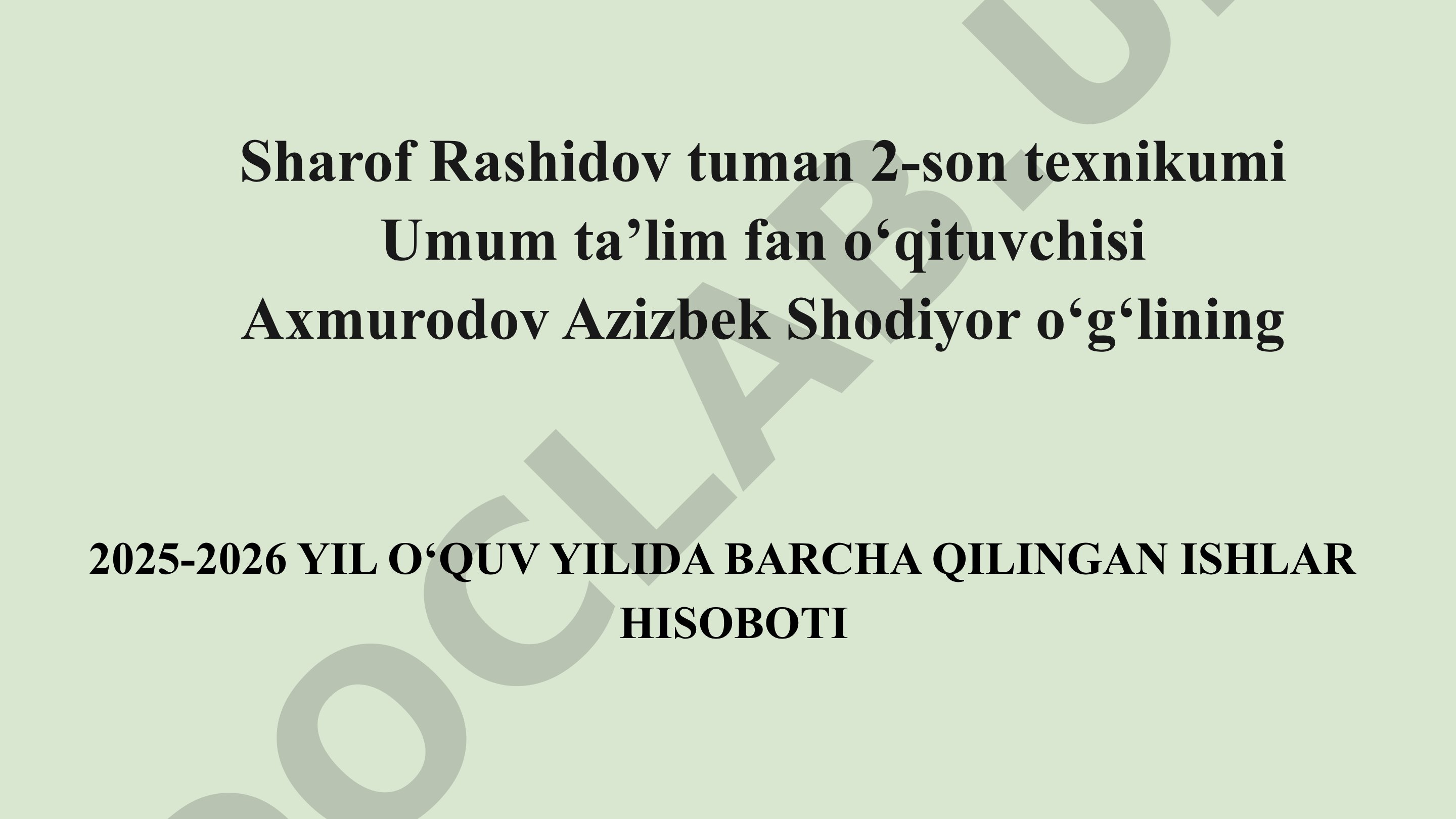 2025-2026 o'quv yilida qilingan ishlar hisoboti