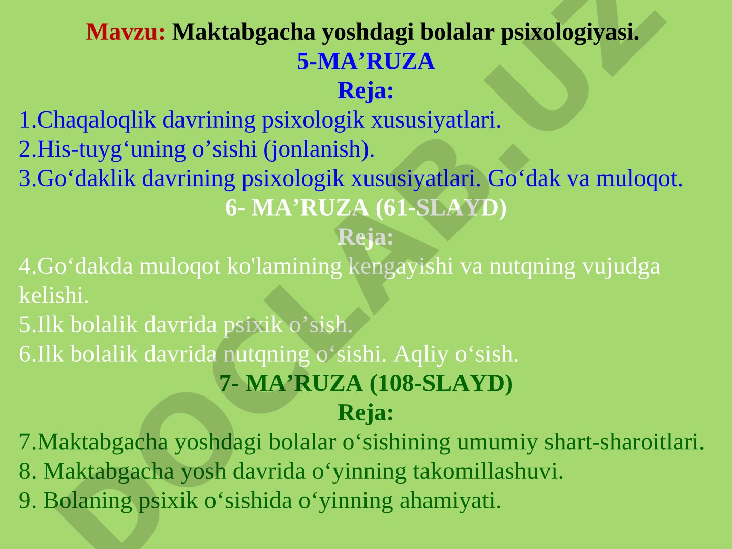 Maktabgacha yoshdagi bolalar psixologiyasi