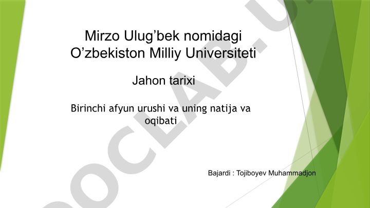 Birinchi afyun urushi sabablari va oqibatlari