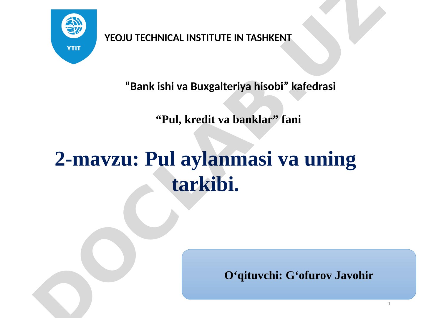Pul aylanmasi va uning tarkibi
