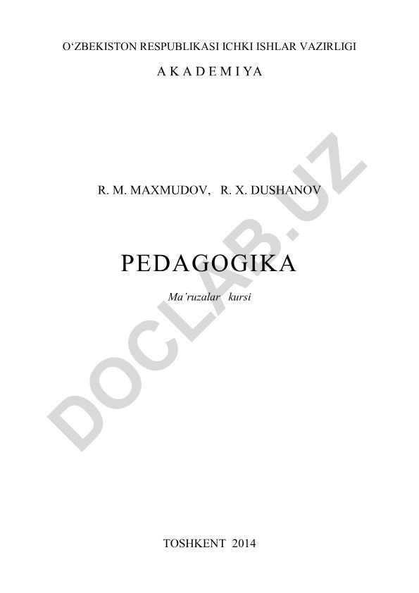 Pedagogika: Ma'ruzalar kursi