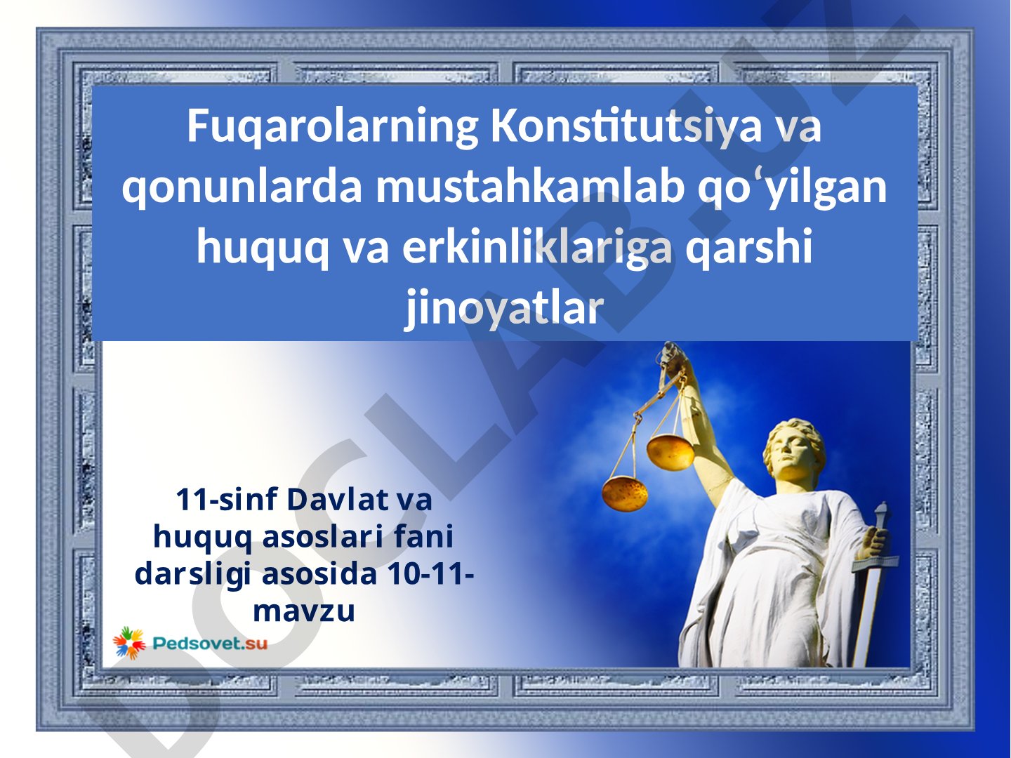 Shaxsning ozodligi, sha'ni va qadr-qimmatiga qarshi jinoyatlar