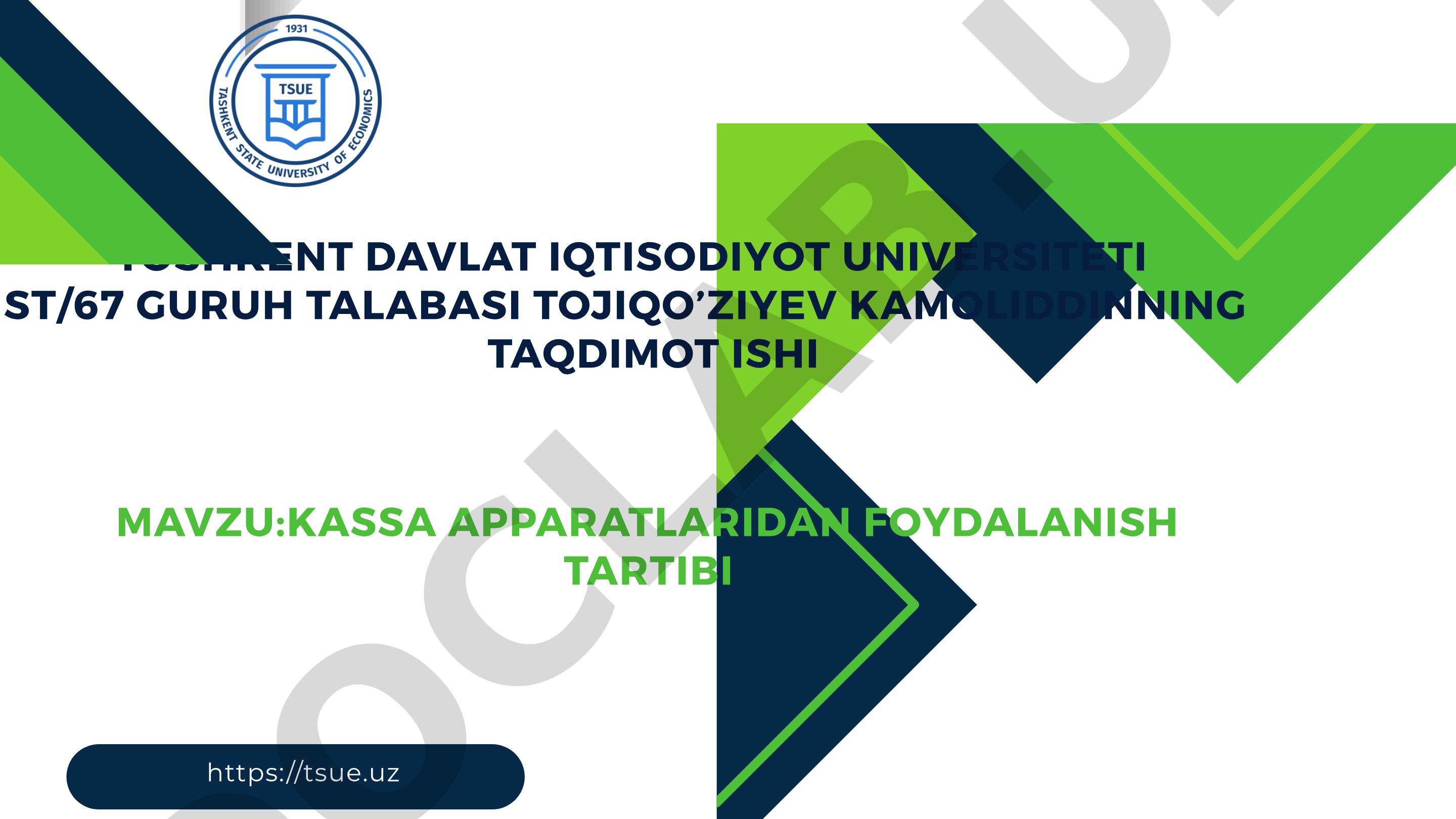 Kassa apparatlaridan foydalanish tartibi