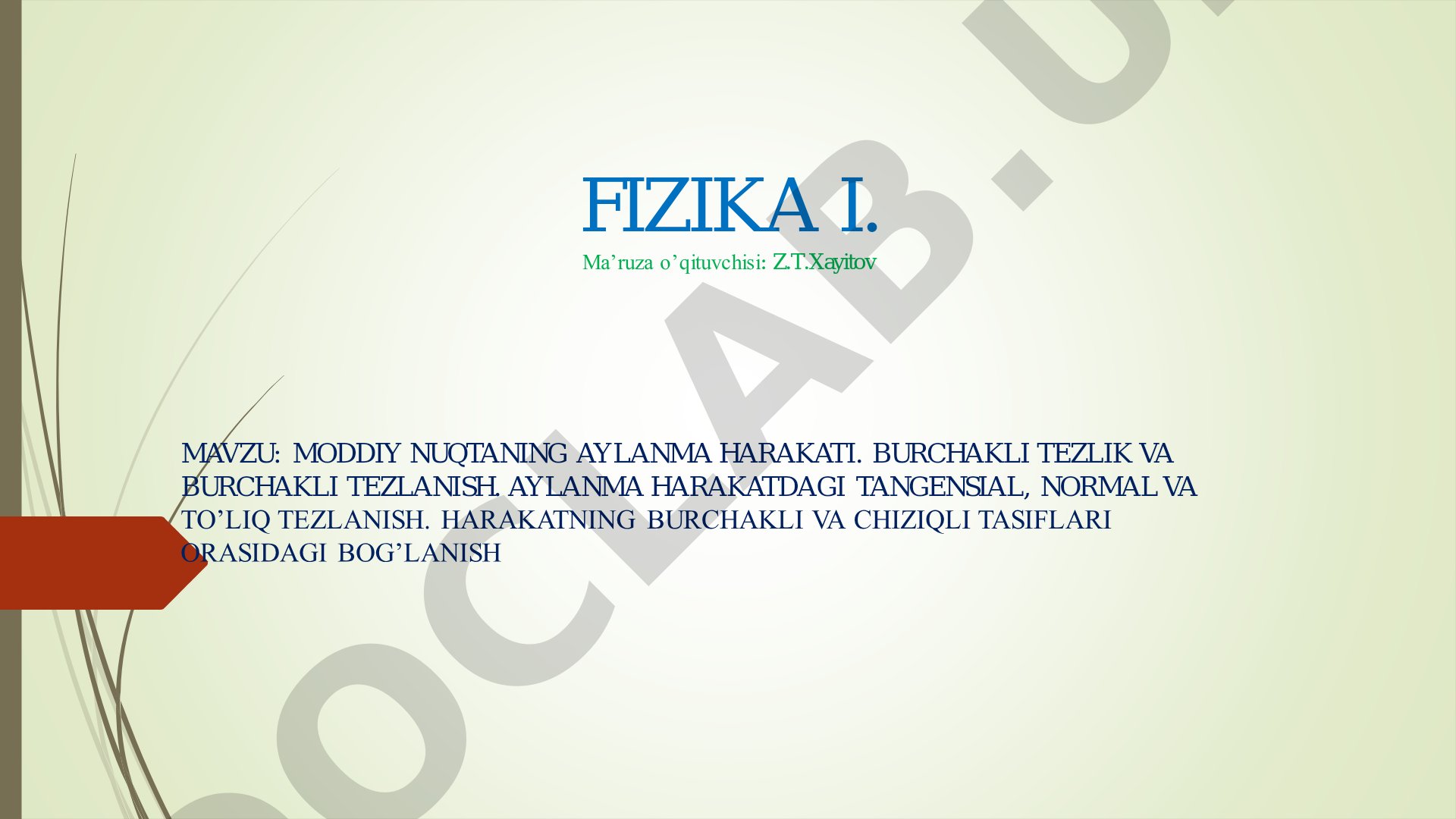 Moddiy nuqtaning aylanma harakati