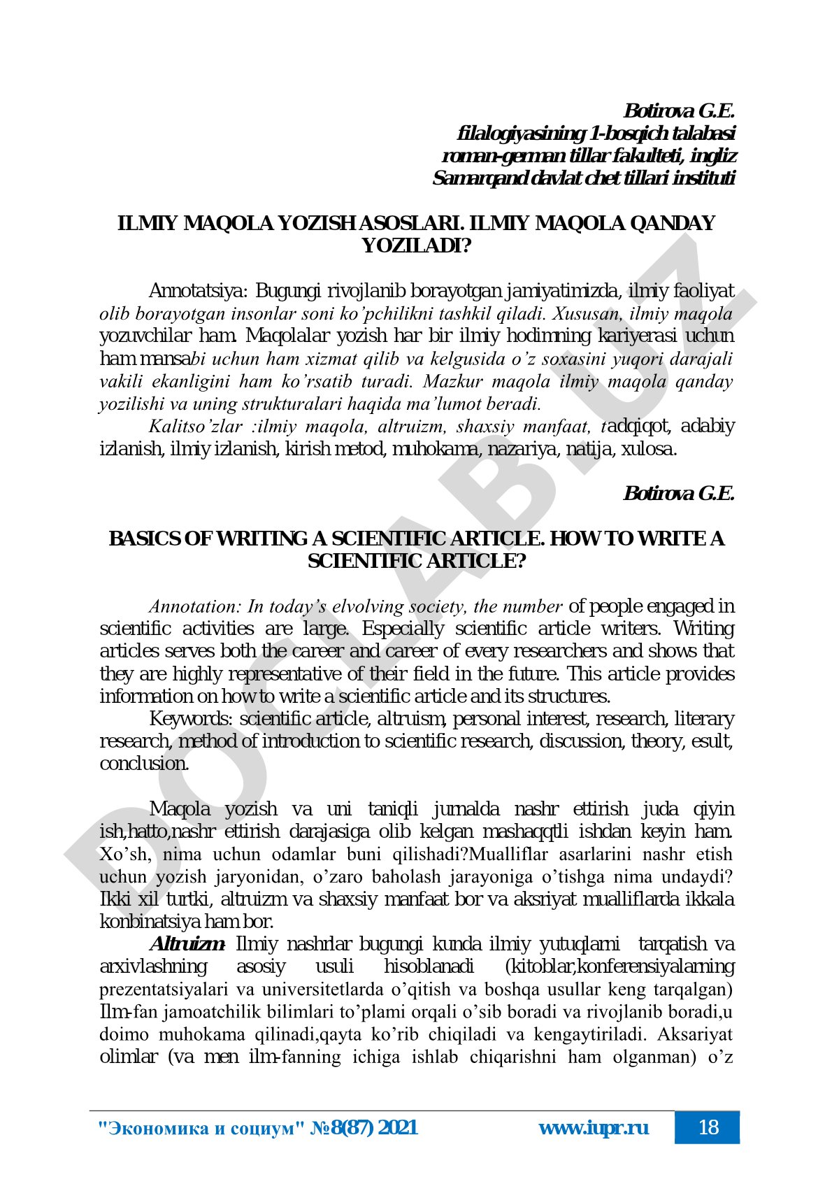 Ilmiy maqola yozish asoslari. Ilmiy maqola qanday yoziladi?