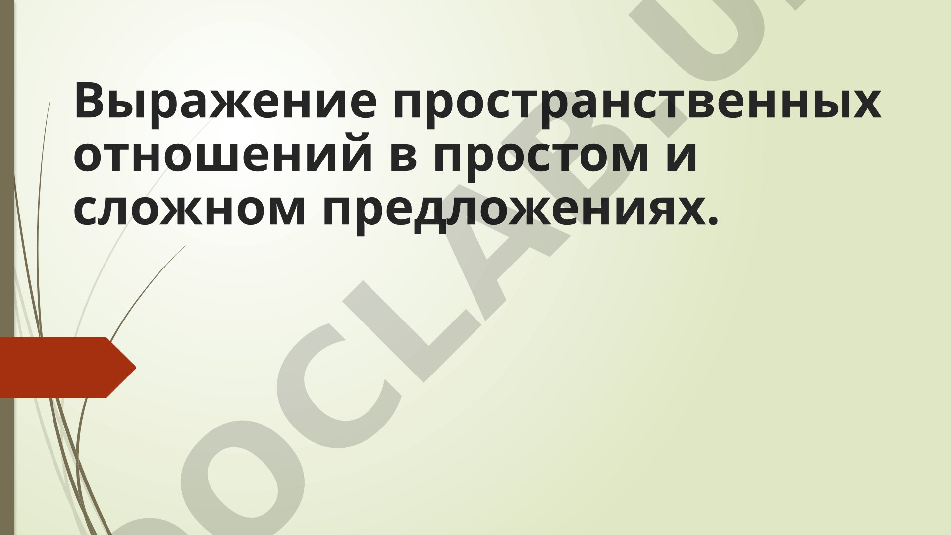 Выражение пространственных отношений в простом и сложном предложениях
