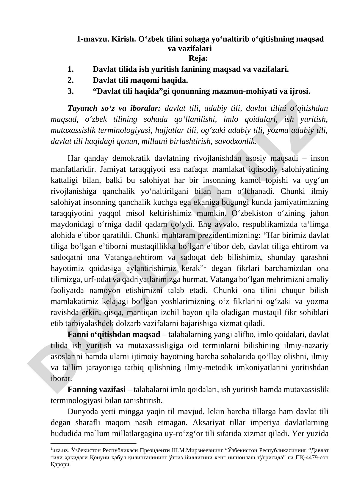 O‘zbek tilini sohaga yo‘naltirib o‘qitishning maqsad va vazifalari