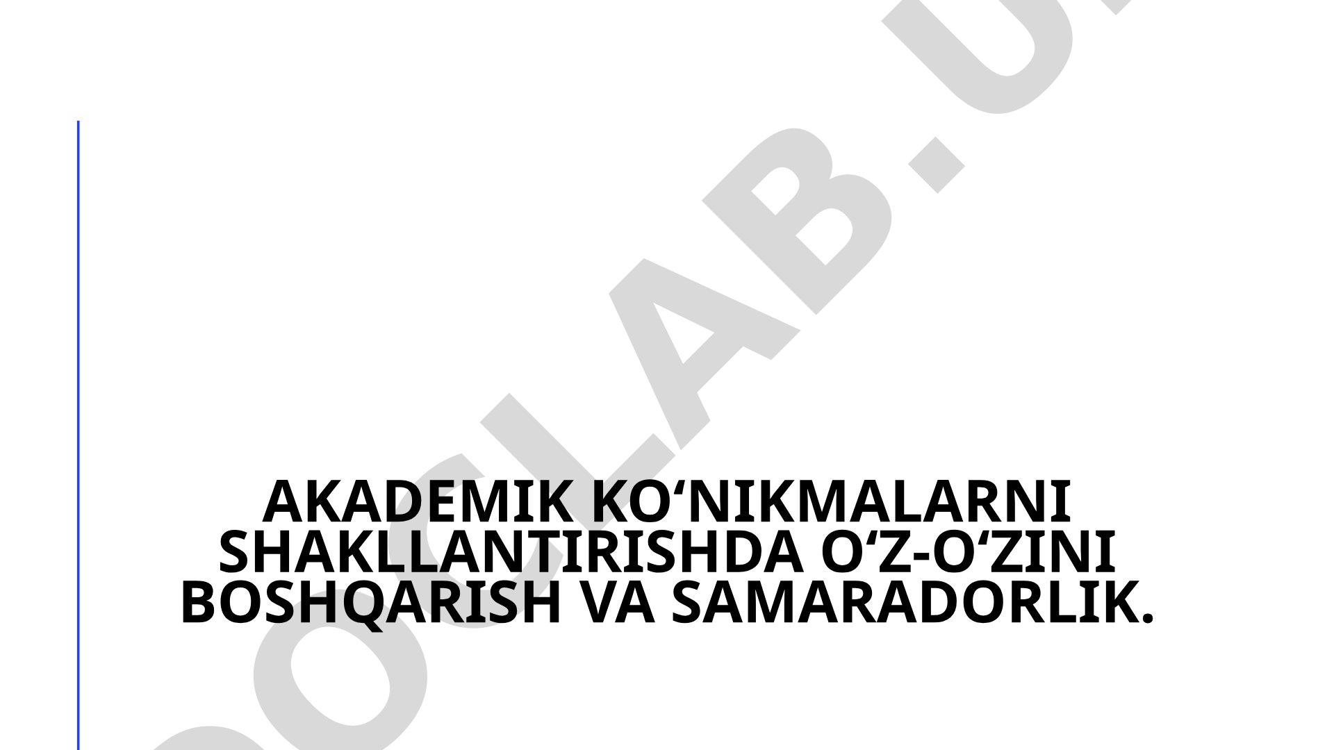 Akademik ko‘nikmalarni shakllantirishda o‘z-o‘zini boshqarish va samaradorlik
