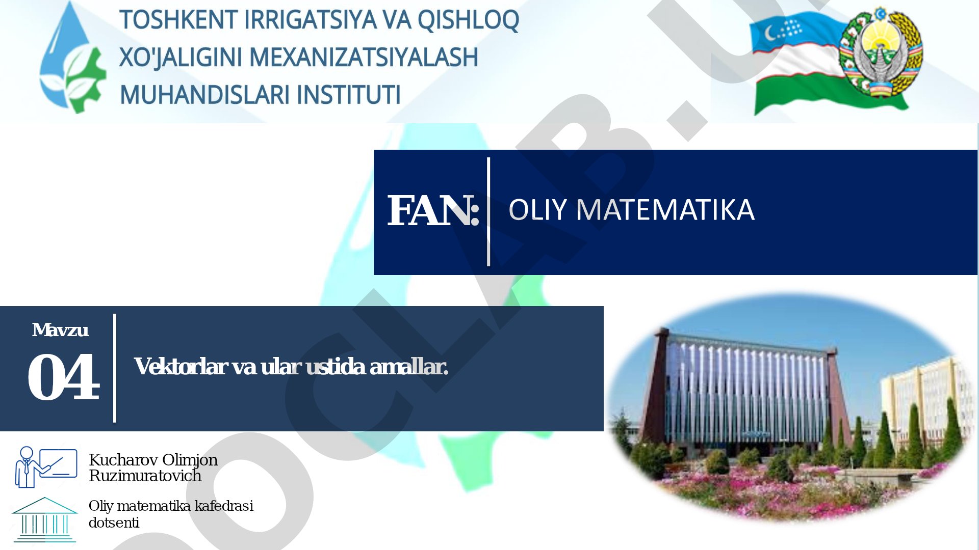 Vektorlar va ular ustida amallar
