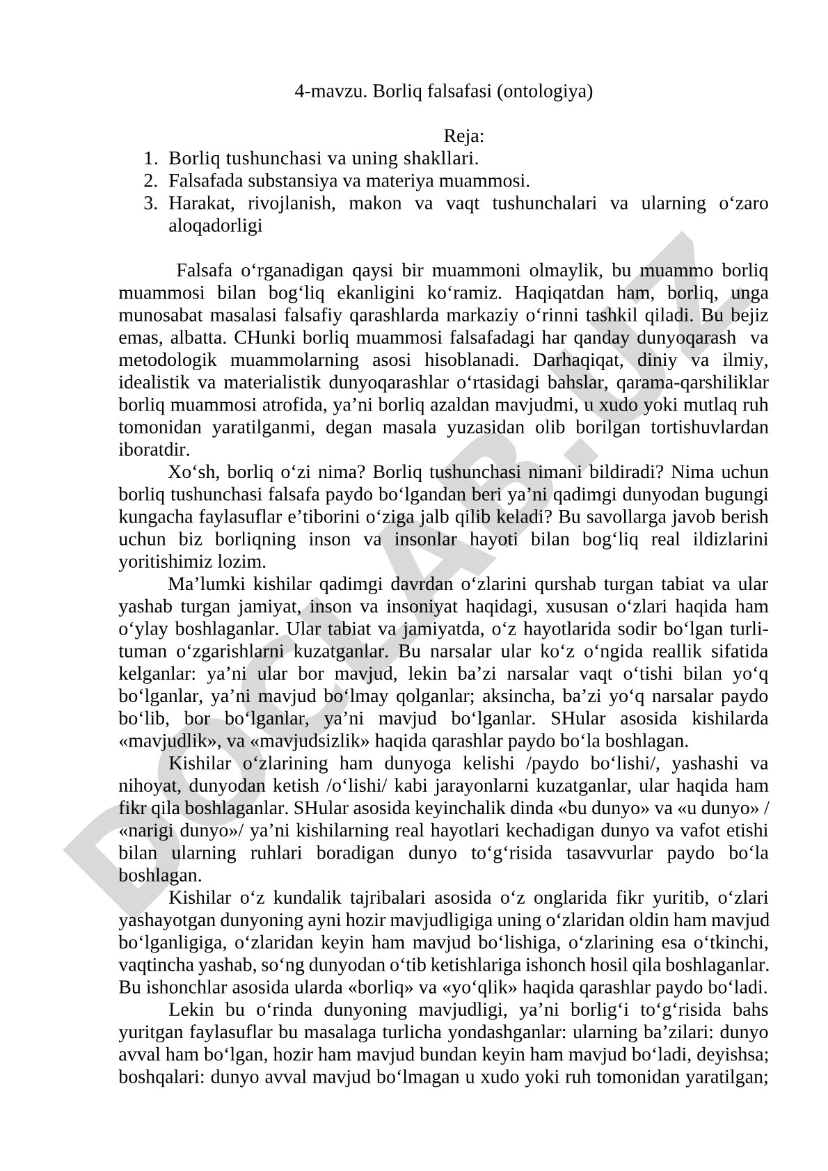 Borliq falsafasi (ontologiya)