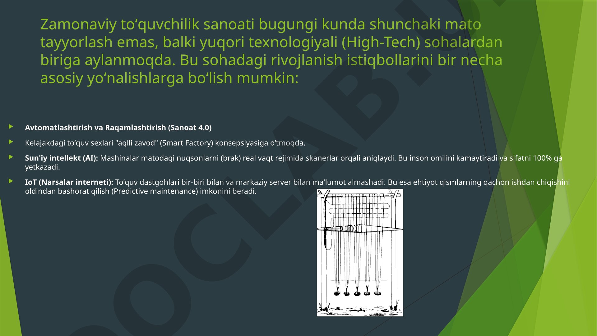 Zamonaviy toʻquvchilik sanoati rivojlanish istiqbollari