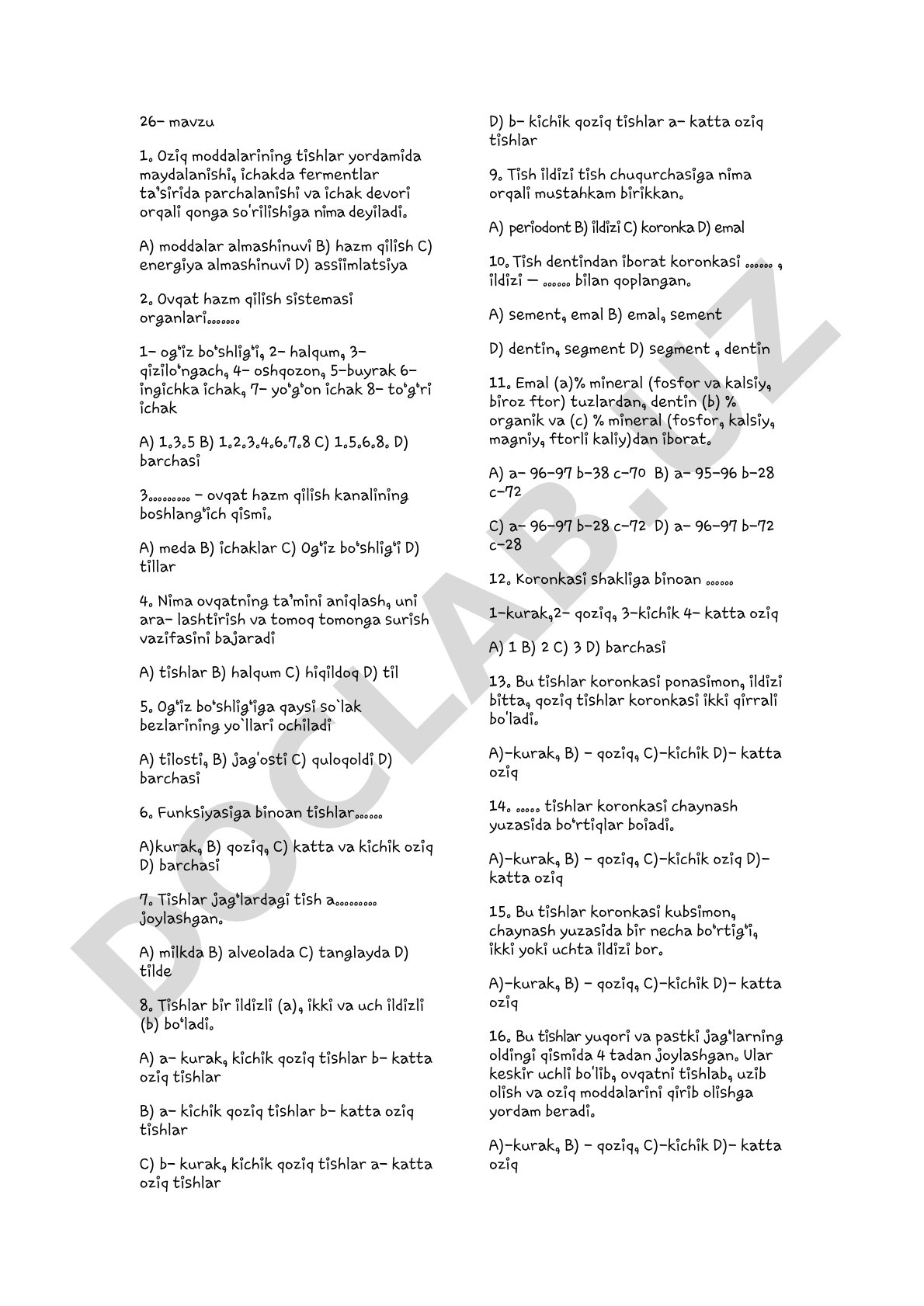 Ovqat hazm qilish sistemasi organlari