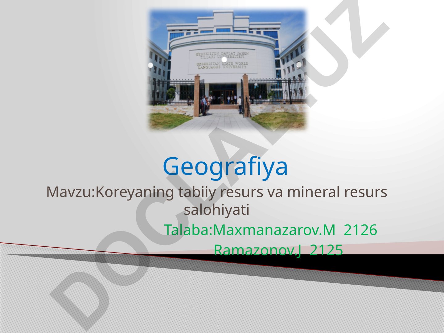 Koreyaning tabiiy resurs va mineral resurs salohiyati