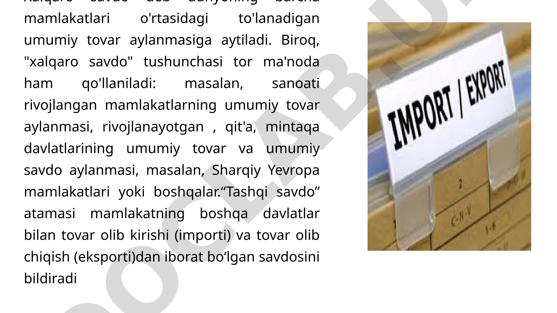 Xalqaro savdo va Yevropa Ittifoqining savdo tahlili