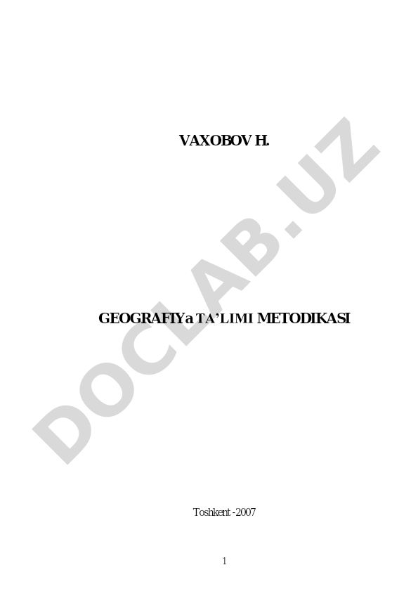Geografiya ta'limi metodikasi