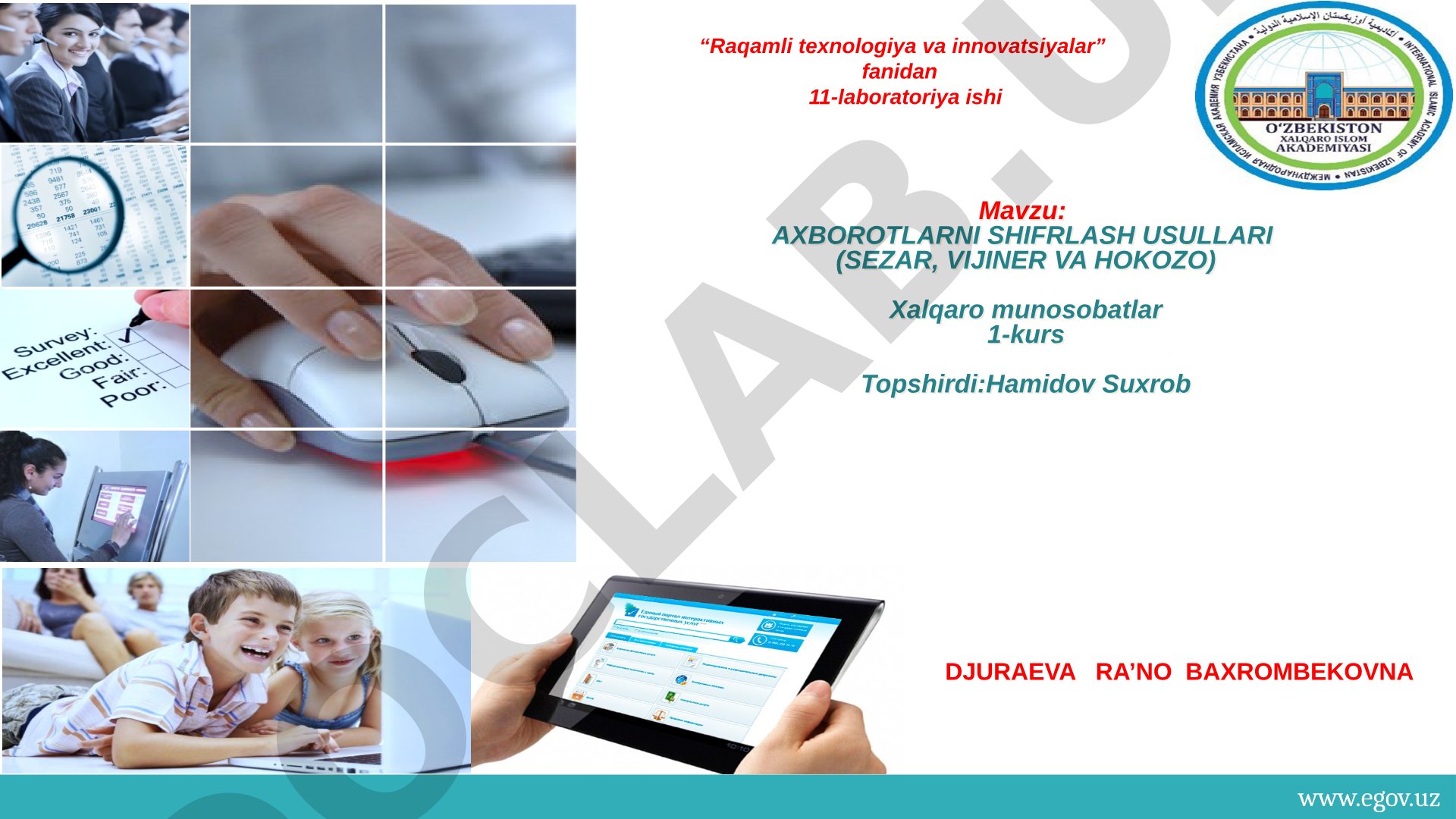 Axborotlarni shifrlash usullari (Sezar, Vijiner va hokozo)