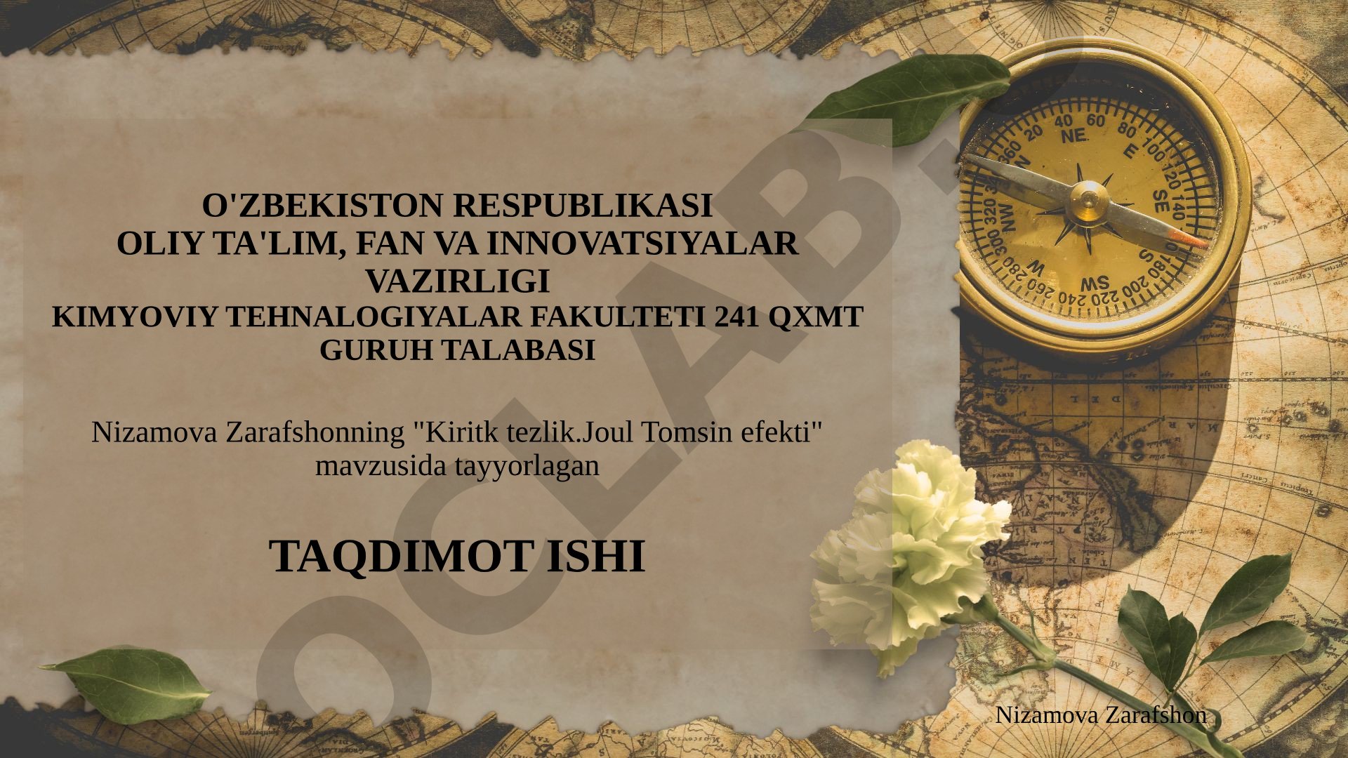 Kiritk tezlik.Joul Tomsin efekti