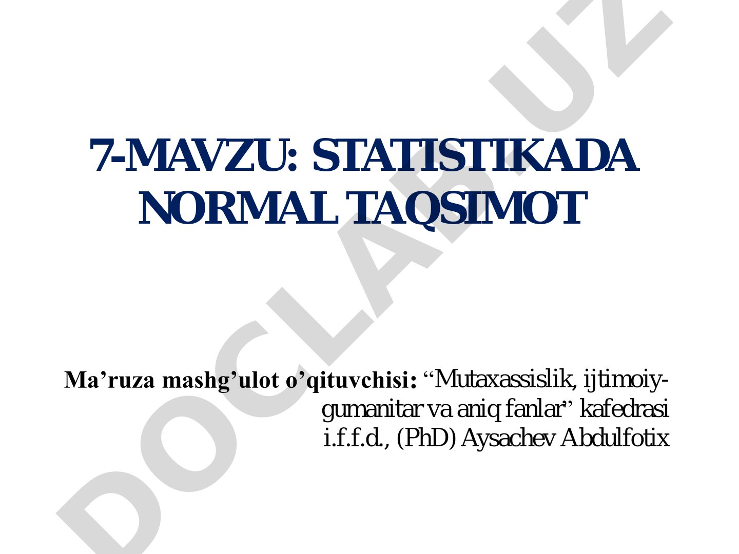 Statistikada normal taqsimot