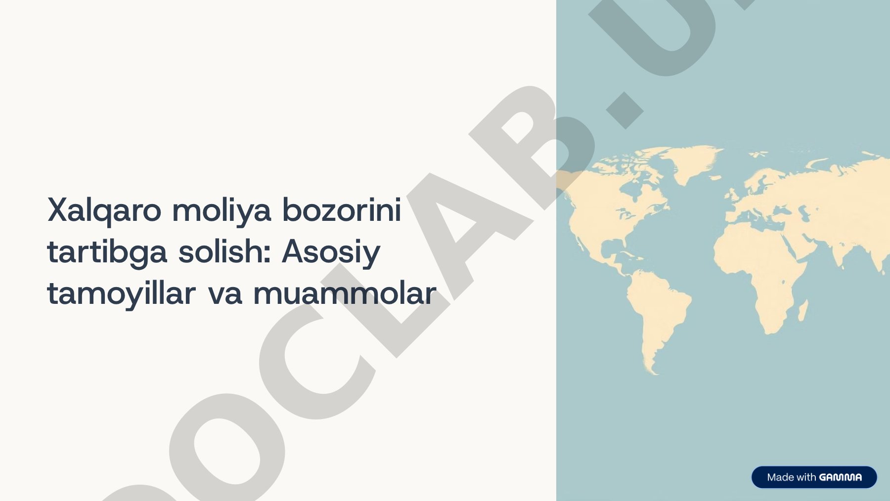 Xalqaro moliya bozorini tartibga solish: Asosiy tamoyillar va muammolar