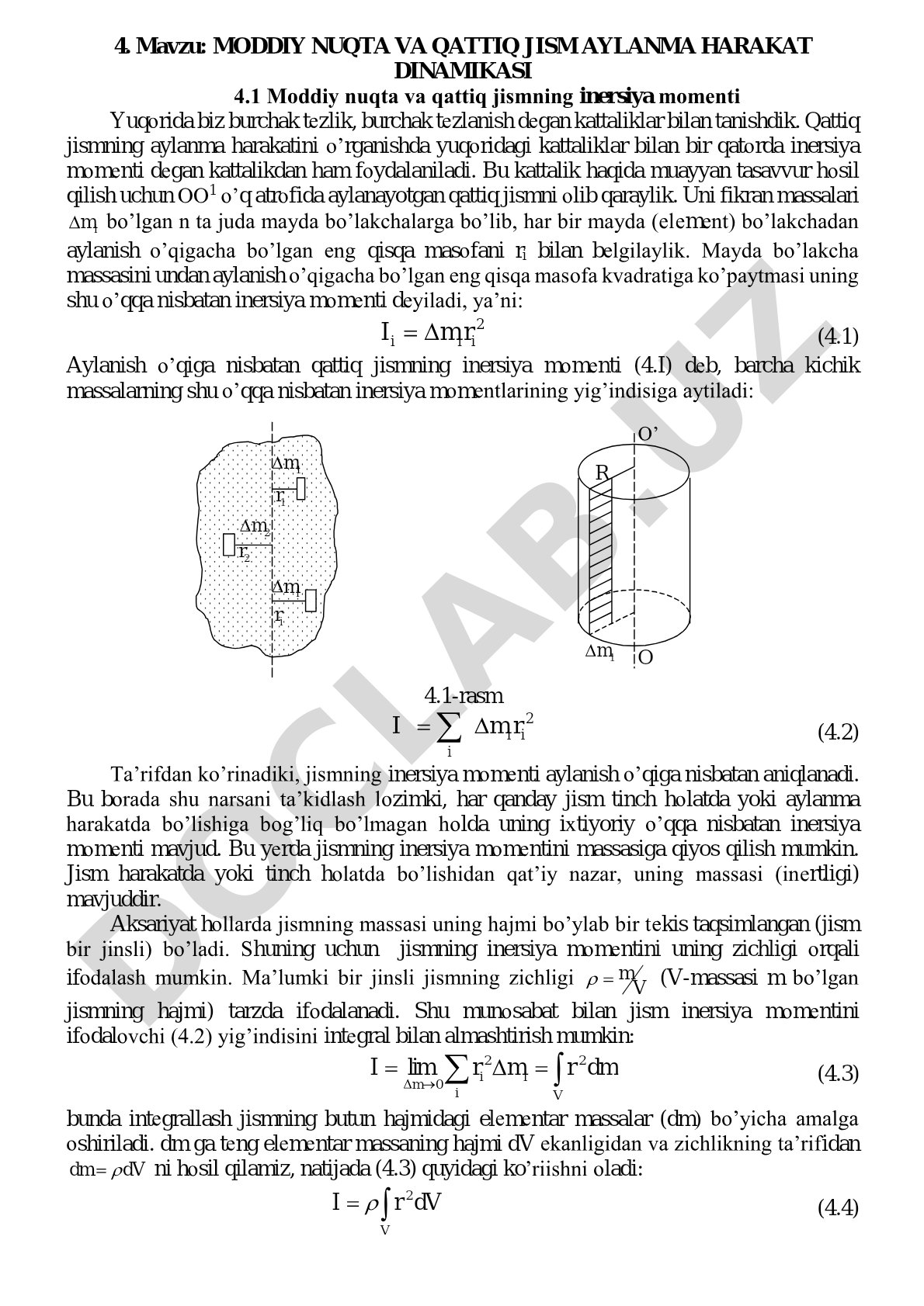 Moddiy nuqta va qattiq jism aylanma harakat dinamikasi