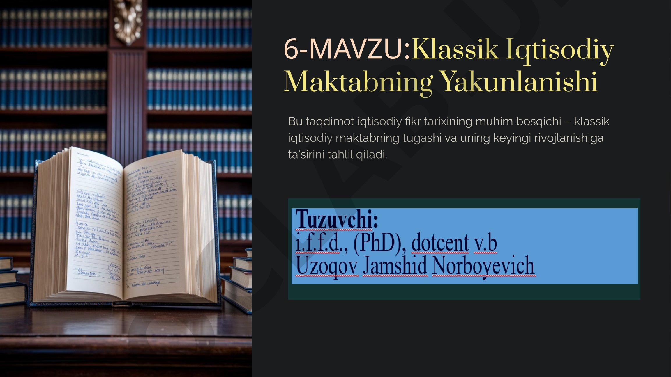 Klassik Iqtisodiy Maktabning Yakunlanishi