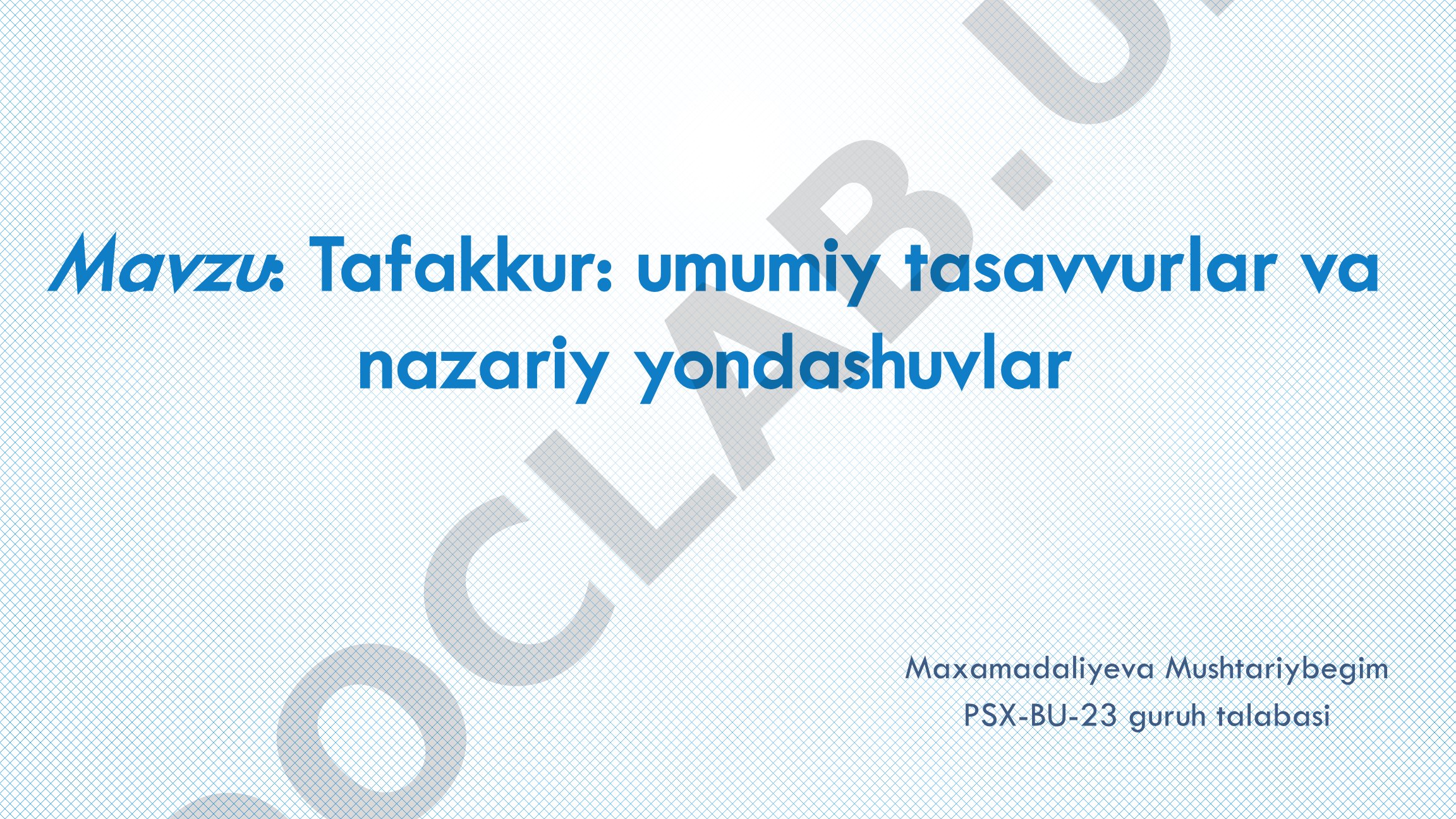 Tafakkur: umumiy tasavvurlar va nazariy yondashuvlar