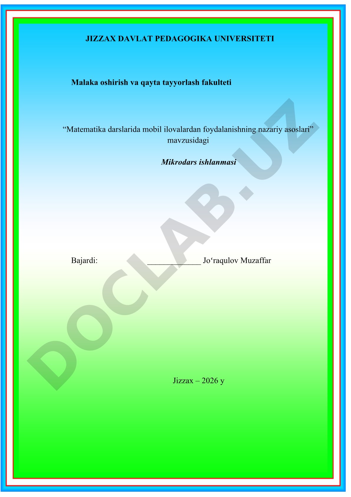 Matematika darslarida mobil ilovalardan foydalanishning nazariy asoslari