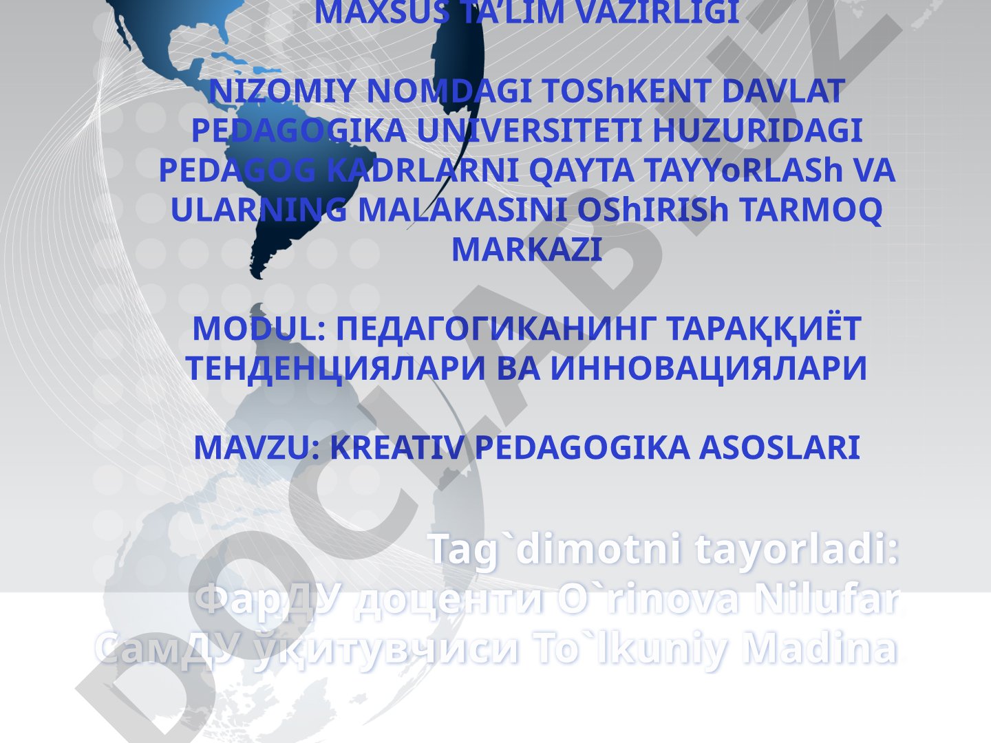 Kreativlikni rivojlantirish bo'yicha o'yinlar va pedagogik innovatsiyalar
