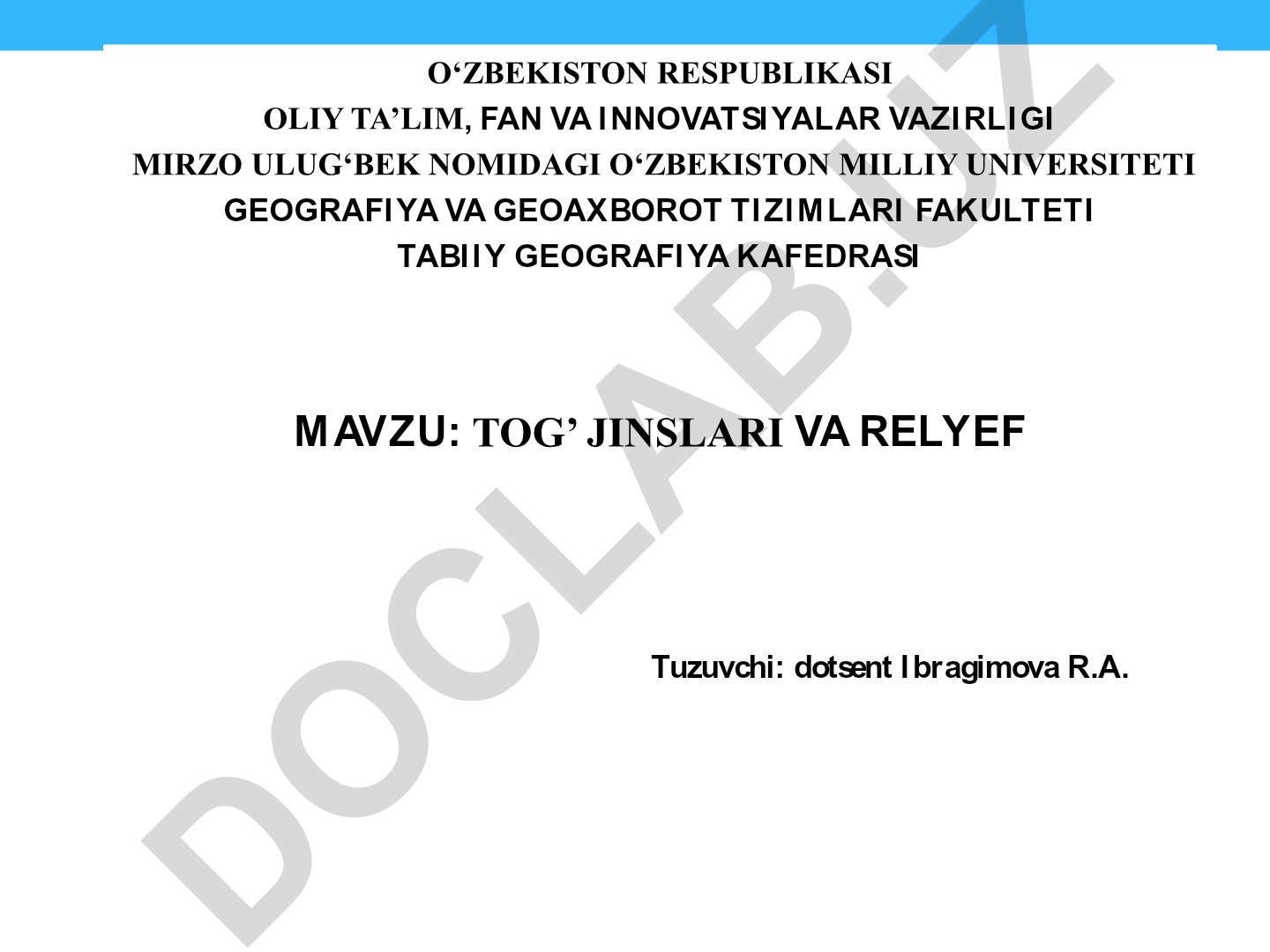 Tog' jinslari va relyef