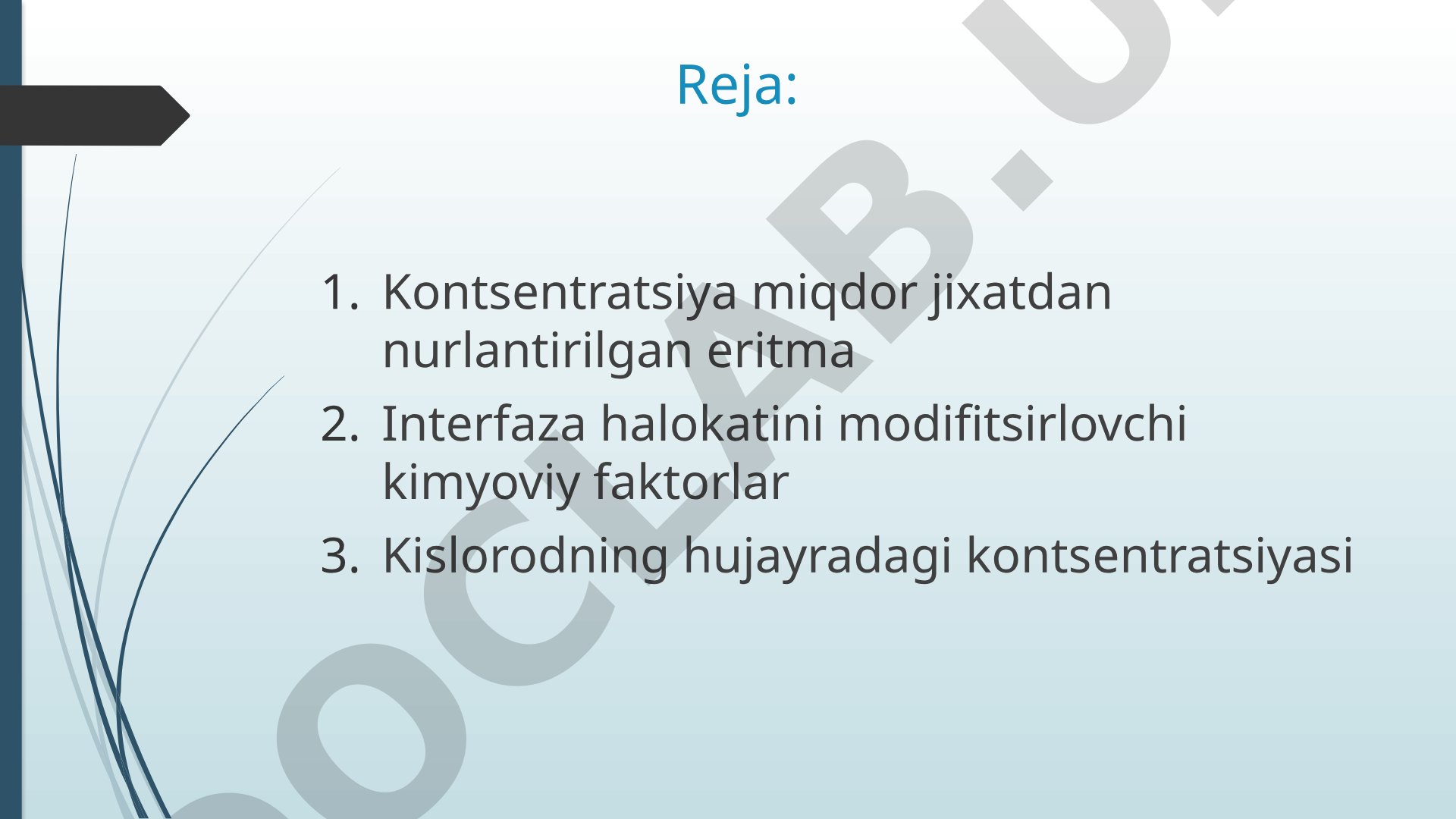 Suvli eritmalarda radiatsion kimyoviy jarayonlar va radioliz mahsulotlari