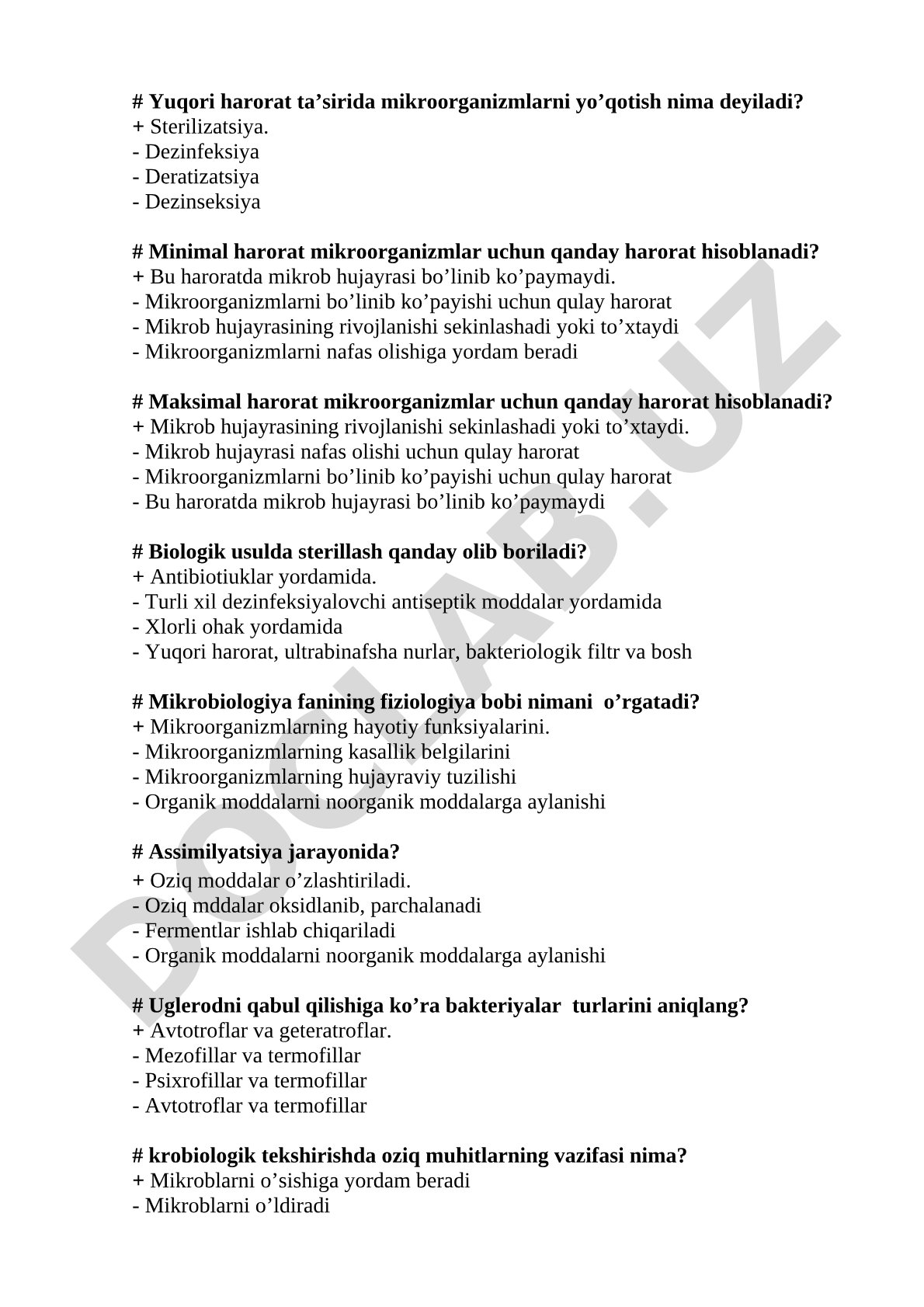 Mikroorganizmlarga harorat ta'siri va sterilizatsiya usullari